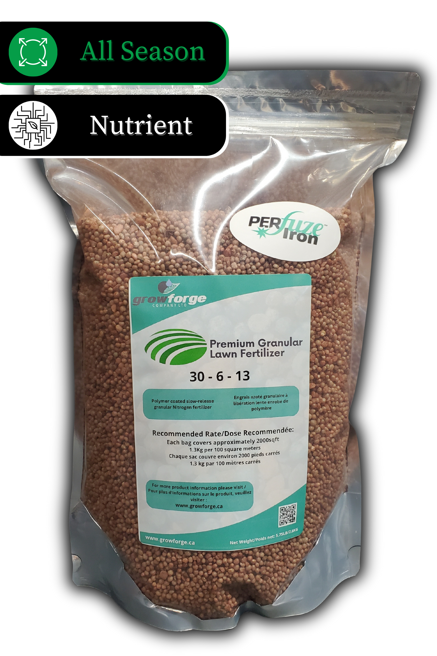 Premium Granular 30-6-13 Lawn Fertilizer *Custom Blended with Micros* - 5.75lb - Growforge